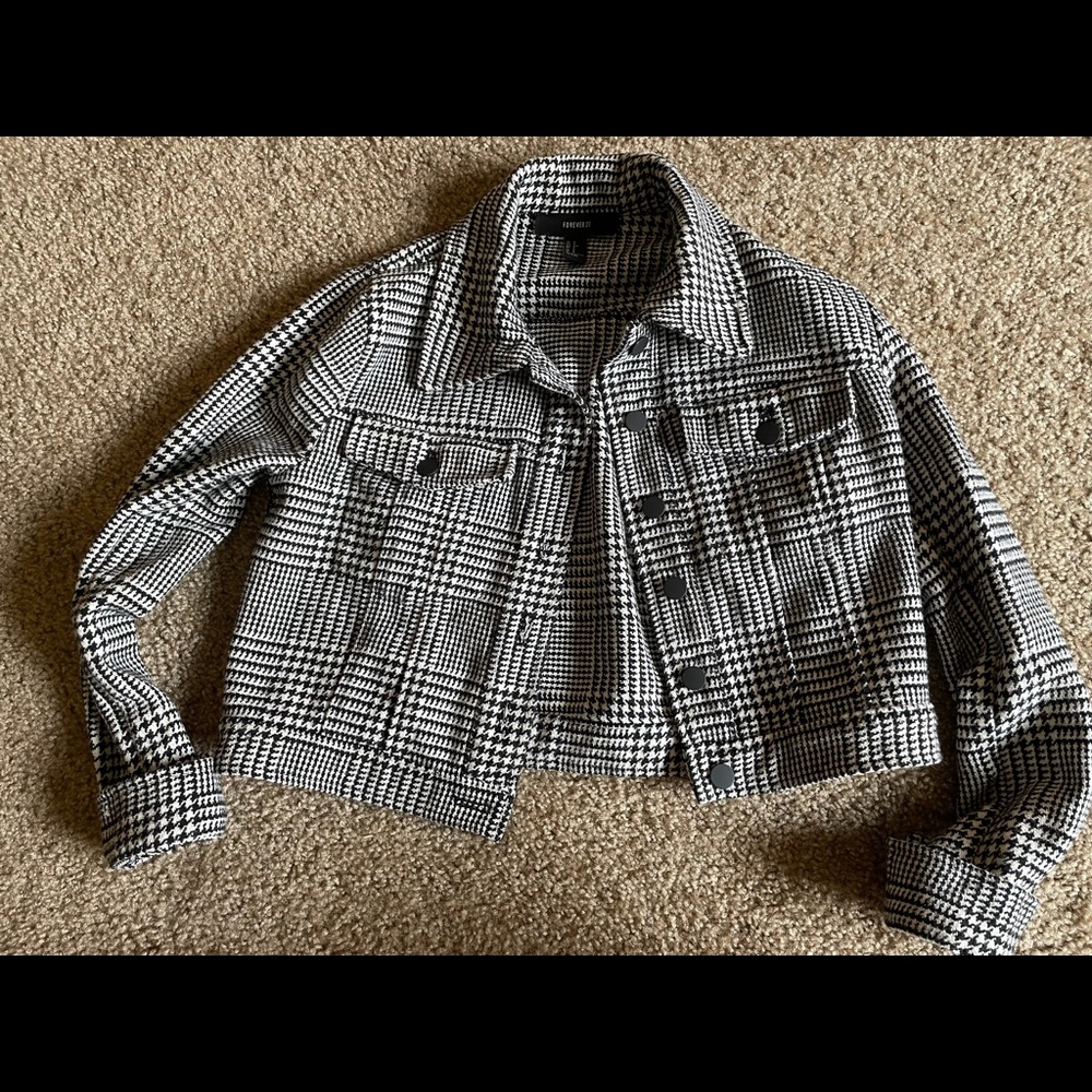 Button-up houndstooth checked Forever 21 jacket